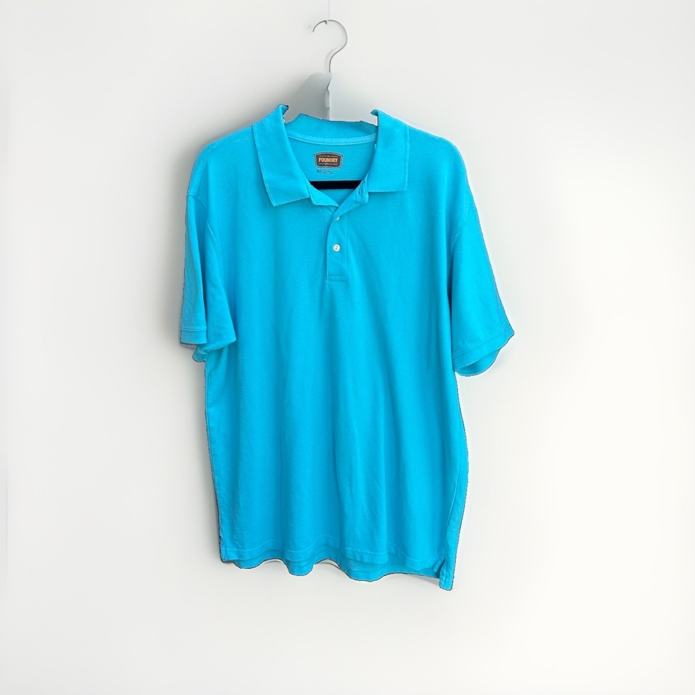 The Foundry Supply Co Men's Polo Collared Shirt Turquoise Size XLT 100% Cotton